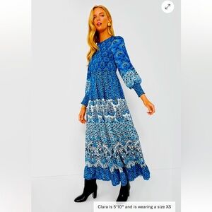 Tuckernuck Blue Patterned Maxi Dress